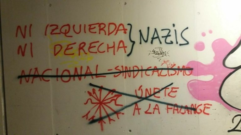 Tapades diverses pintades de La Falange a Badalona