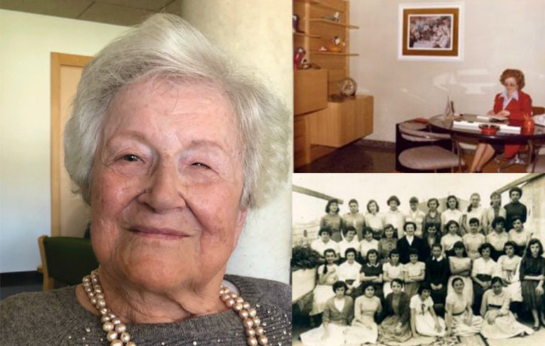 Rosa Coscollano, filla del fundador del Col·legi Badalonès, fa 100 anys