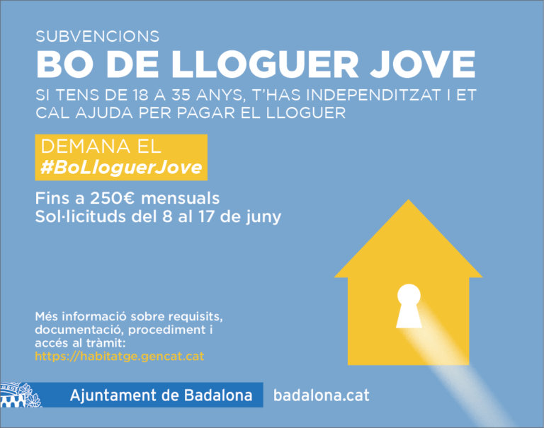 Obert el termini per sol·licitar el Bo Lloguer Jove de 250 euros