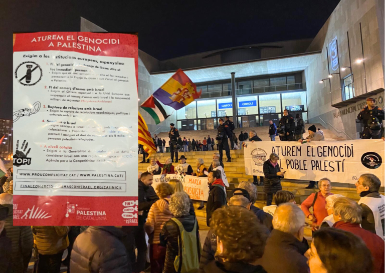La Penya nega l’entrada de fullets amb lemes a favor del poble palestí a l’Olímpic