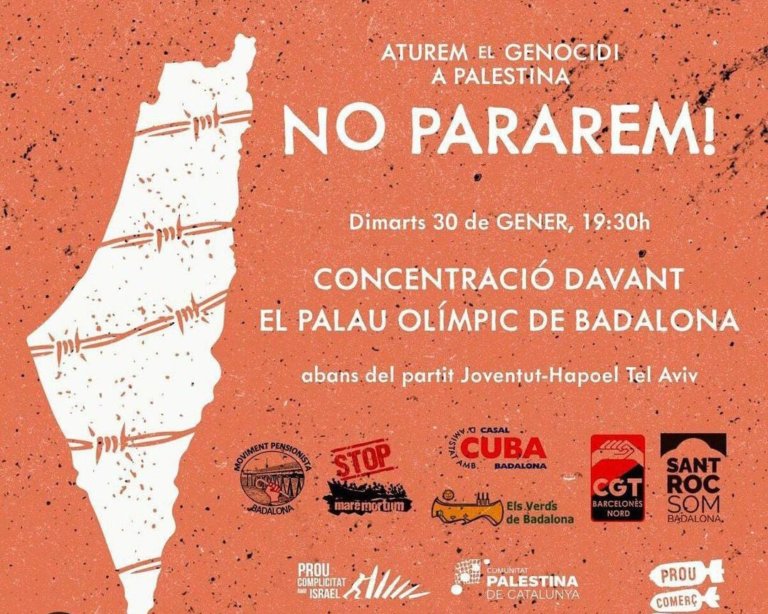 Convocada una concentracó a favor del poble palestí abans del Penya-Hapoel