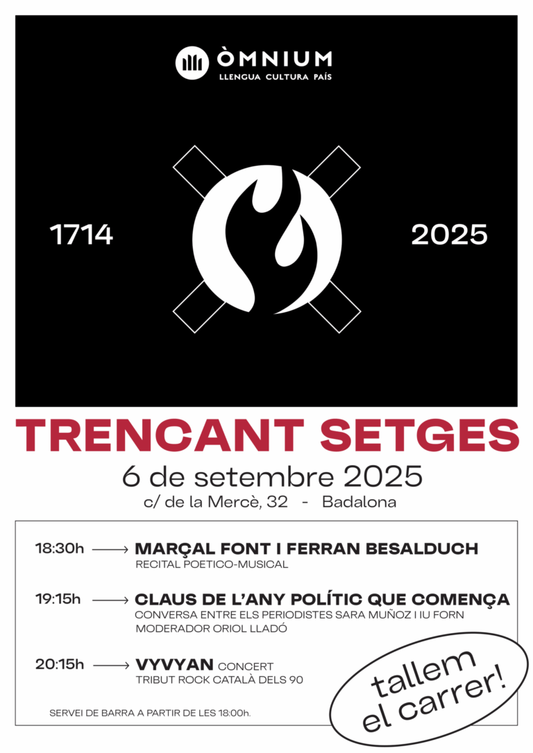 Òmnim analitza el curs polític en la cita anual del Trencant Setges, el dissabte 6 al carrer de la Mercè