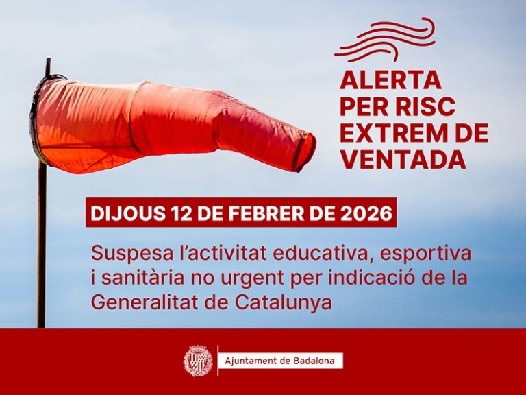 Demà, 12 de febrer, sense escola i suspeses les activitats educatives, sociosanitàries i sanitàries no urgents  per risc extrem de ventades